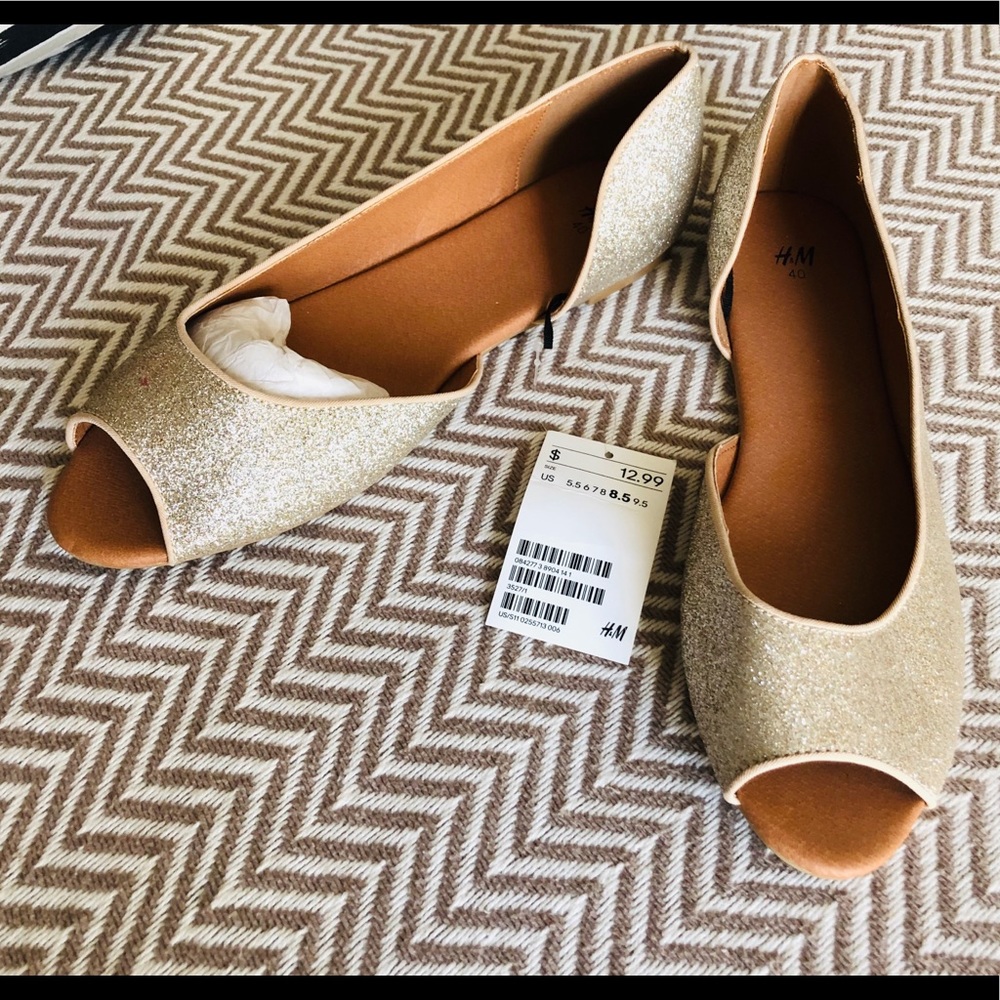 H&M Gold glitter flats
